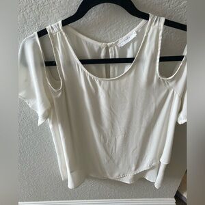 Lush Cream Cut Out Short Sleeve Blouse